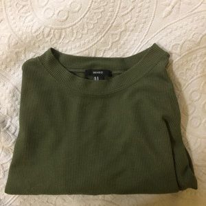 F21 cropped long sleeve waffle knit